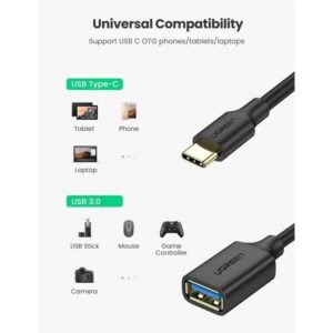 2025/12/1000363941.jpg UGREEN OTG Cable Adapter From USB-C 3.1 Male to USB-A 3.0 Female - US154 30701 Black