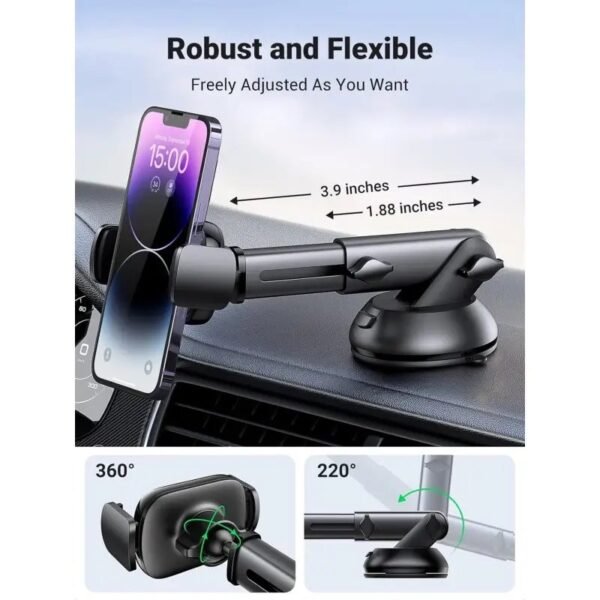UGREEN Gravity Car Phone Holder with Suction Cup Black