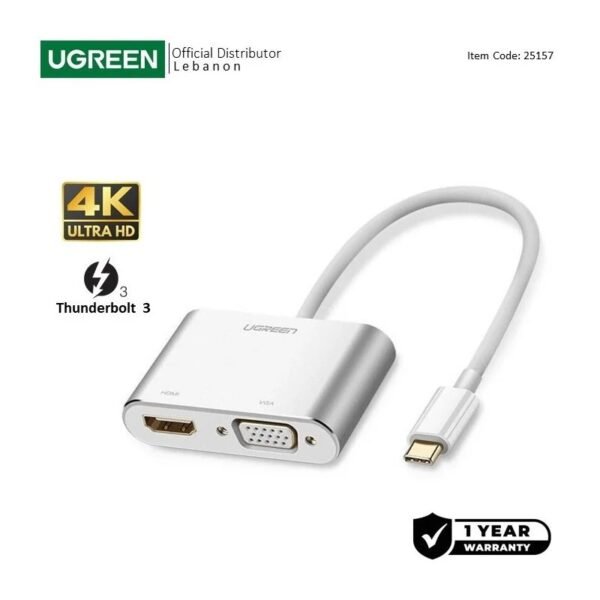 2025/12/1000364713.jpg UGREEN USB-C to 4k HDMI + VGA Converter -Silver