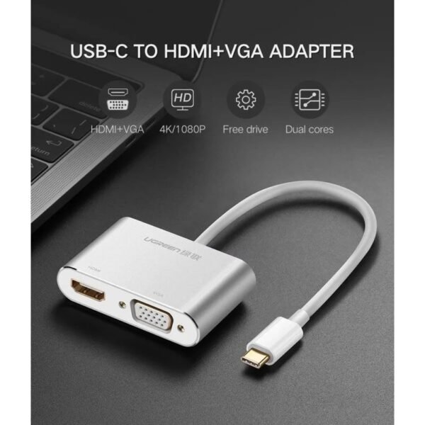 2025/12/1000364715.jpg UGREEN USB-C to 4k HDMI + VGA Converter -Silver