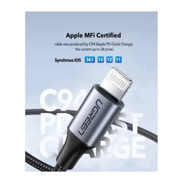 UGREEN USB-C to Lightning Cable, MFI Apple Certified, Fast Charging, 1M
