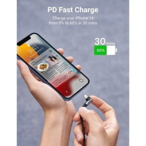 2025/12/1000367077.jpg UGREEN USB-C to Angled Lightning Braided Cable & Aluminum Body, MFI Apple Certified, Fast Charging, 2M - US305 60765