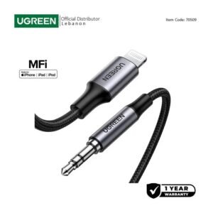 UGREEN Lightning to 3.5mm Aux Cable 1M, MFI Apple Certified, Nylon Braided & Aluminum Body - US315 70509