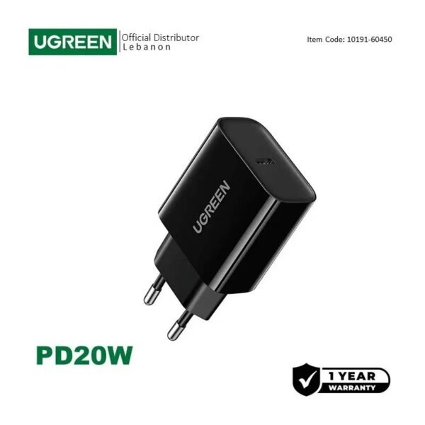 UGREEN 20W USB-C Smart & Fast Charger for Phones, Tablets & Ipads - CD137 10191 60450