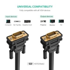 UGREEN Full HD, VGA Male to Male Cable gold-plated VG101 11630 11631 11632 11633 11634 11635 Black