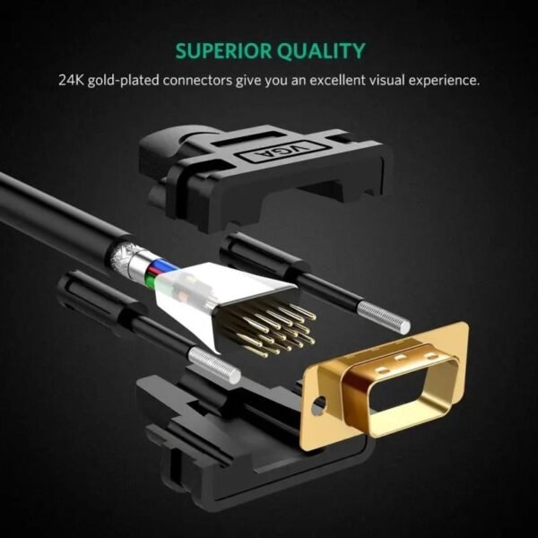 UGREEN Full HD, VGA Male to Male Cable gold-plated VG101 11630 11631 11632 11633 11634 11635 Black