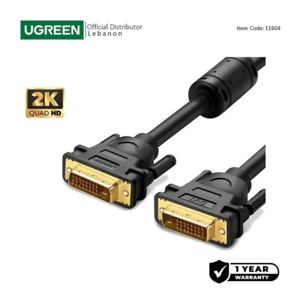 2025/12/1000367191.jpg UGREEN 2K, DVI(24+1) Male to Male 2M Cable, Gold-Plated - DV101 11604 Black