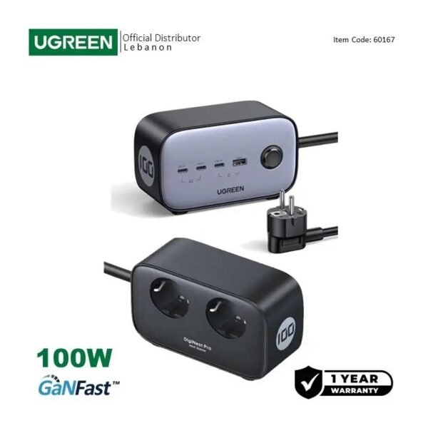UGREEN 100W DigiNest Pro Power Strip, 4 Ports Charger for Phones, Tablets, Ipads, Laptops & MacBooks - CD270 60167
