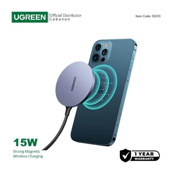 2025/12/1000367217.jpg UGREEN 15W Magnetic & Fast Wireless Qi Charger, MAGSAFE Compatible - CD245 30233