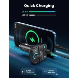 2025/12/1000367513.jpg UGREEN 31.5W PD Fast Car Charger with FM & Bluetooth Transmitter + USB MP3 & TF Slot Reader - CD229 80910