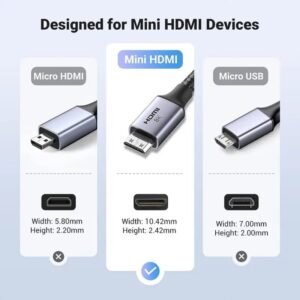 UGREEN 8K MINI HDMI to HDMI CABLE, HDMI 2.1 High Performance Transmission, 2M - HD163 15515