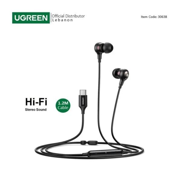 UGREEN USB-C Earphone with Microphone and Volume Control, Noise Isolation, Powerful Bass - EP103 30638