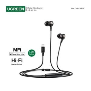 UGREEN MFI certified lightning Wired Earphones with Microphone, Noise Isolation, Powerful Bass - EP103 30631