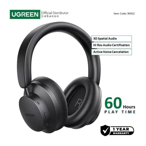 UGREEN HiTune Max 3 Wireless Headphones, Active Noise Cancelling, 3D Spatial Audio, up to 60 Hours Battery life - HP106 90422