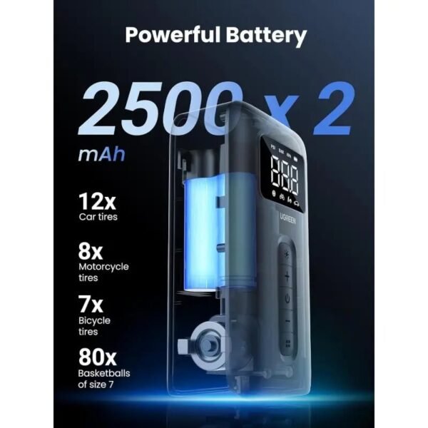 2025/12/1000367570.jpg UGREEN Portable Cordless Electric Air Pump Compressor & Tyre Inflator with Battery LED Light - CD259 15951
