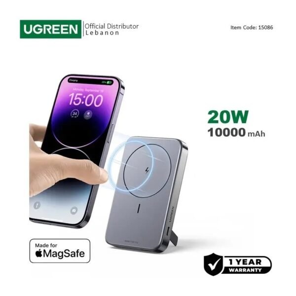 UGREEN Magsafe, Magnetic Wireless Power Bank, 20W PD, Dual Ports, 10000 mAh, Fast Charging for Phones, Tablets - PB206 15086