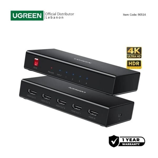 2025/12/1000367973.jpg UGREEN 4K HDMI2.0 1 in 4 Out Splitter - CM570 90514