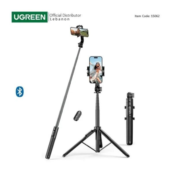 2025/12/1000368021.jpg UGREEN Dual Function Selfie Stick & Tripod with Bluetooth Remote, Adjustable Height form 30.5cm to 157cm - LP586 15062