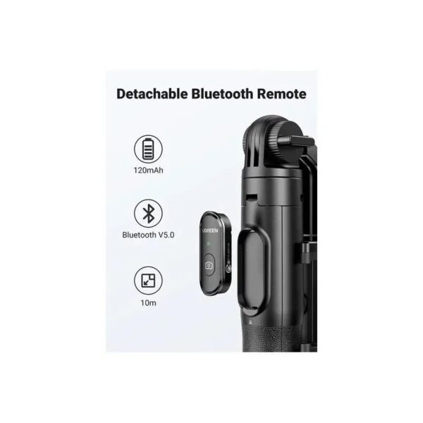 2025/12/1000368023.jpg UGREEN Dual Function Selfie Stick & Tripod with Bluetooth Remote, Adjustable Height form 30.5cm to 157cm - LP586 15062