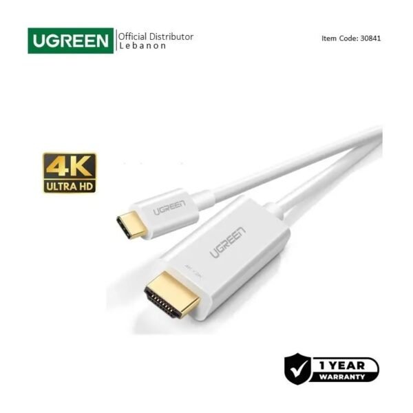 UGREEN USB-C Male to HDMI Male Cable 1.5m, Support 4K@30Hz - MM121 30841