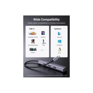 2025/12/1000368174.jpg UGREEN 4 in 1 USB-C Hub to Gigabit Ethernet with 3 * USB 3.0 - CM475 60600