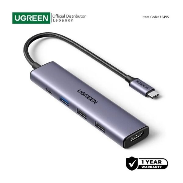 UGREEN REVODOK 5-in-1 USB-C HUB Docking Station, 1x USB3.0 + 2x USB2.0 + 4K HDMI + USB-C Power Delivery Port - CM478 15495