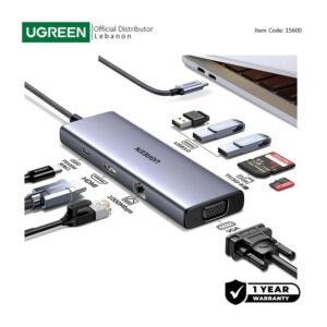UGREEN 9-in-1 USB-C HUB Docking Station 4k HDMI + 3xUSB + SDTF + VGA + Lan RJ45 + USB-C Power Delivery Port - CM498 15600