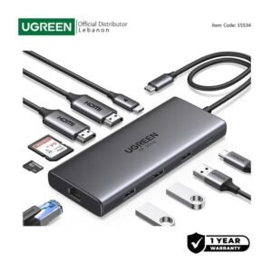 UGREEN REVODOK Dual Display 10-in-1 USB-C HUB Docking Station 3x USB + USB-C + 2x HDMI + RJ45 + SD/TF + PD Port - CM639 15534