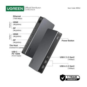UGREEN REVODOK Pro 209 Dual Display 9-IN-1 USB-C HUB Docking Station Adapter - CM615 90912