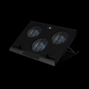 GAMDIAS AETHER E1 Laptop Cooling Pad With Triple 120mm Fans, 7 Height Levels, Dual USB Ports, Blue LED, And Compatibility for Up To 19” Laptops
