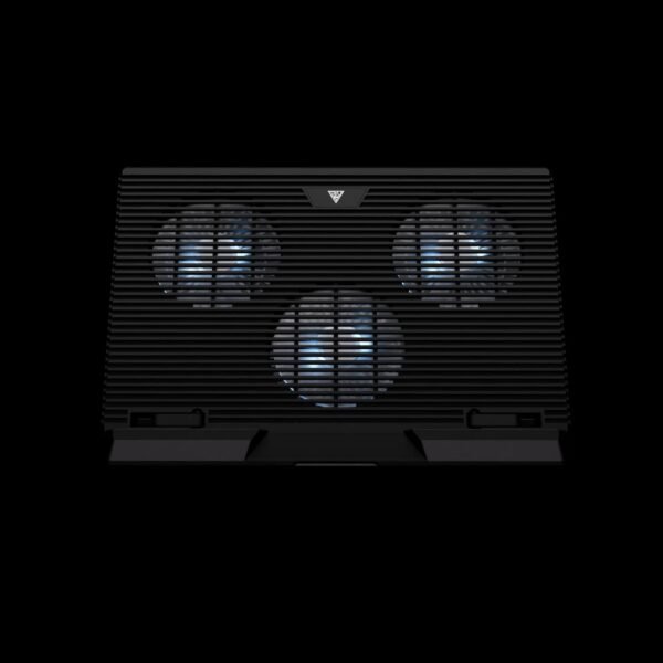 GAMDIAS AETHER E1 Laptop Cooling Pad With Triple 120mm Fans, 7 Height Levels, Dual USB Ports, Blue LED, And Compatibility for Up To 19” Laptops