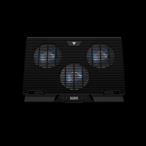 2025/12/1000374971.jpg GAMDIAS AETHER M1 RGB Laptop Cooling Pad | Triple 120mm Fans | 10 RGB Modes | LCD Speed Control | 7 Adjustable Heights | USB-A Hub | Fits Laptops Up To 19″ Laptops