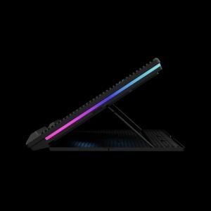2025/12/1000374972.jpg GAMDIAS AETHER M1 RGB Laptop Cooling Pad | Triple 120mm Fans | 10 RGB Modes | LCD Speed Control | 7 Adjustable Heights | USB-A Hub | Fits Laptops Up To 19″ Laptops