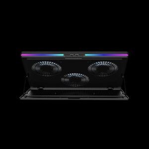 2025/12/1000374973.jpg GAMDIAS AETHER M1 RGB Laptop Cooling Pad | Triple 120mm Fans | 10 RGB Modes | LCD Speed Control | 7 Adjustable Heights | USB-A Hub | Fits Laptops Up To 19″ Laptops