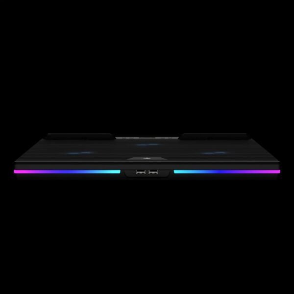 2025/12/1000374974.jpg GAMDIAS AETHER M1 RGB Laptop Cooling Pad | Triple 120mm Fans | 10 RGB Modes | LCD Speed Control | 7 Adjustable Heights | USB-A Hub | Fits Laptops Up To 19″ Laptops