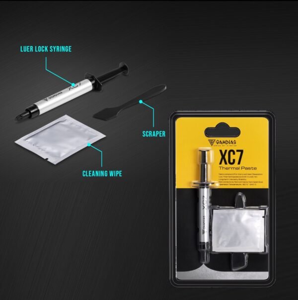 GAMDIAS XC7 EXTREME THERMAL SOLUTION 4g  – Premium Aluminum Oxide-Based Solution ; -50℃~240℃ Temp Range ; 0.03 Low Impedance ; 3-in-1 Pack Application Kit  | SILVER