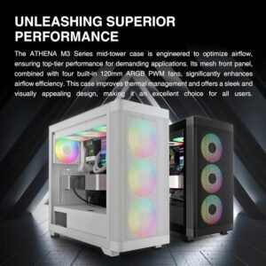 2025/12/1000374981.jpg GAMDIAS ATHENA M3 WH – High-Airflow Mid-Tower With 4 ARGB PWM Fans, Dual 360mm Radiator Support, E-ATX Compatibility, White Components, Gen 2 Type-C, And 8-Port ARGB Hub | WHITE