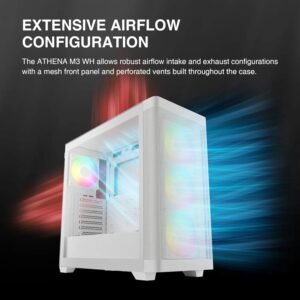 2025/12/1000374983.jpg GAMDIAS ATHENA M3 WH – High-Airflow Mid-Tower With 4 ARGB PWM Fans, Dual 360mm Radiator Support, E-ATX Compatibility, White Components, Gen 2 Type-C, And 8-Port ARGB Hub | WHITE