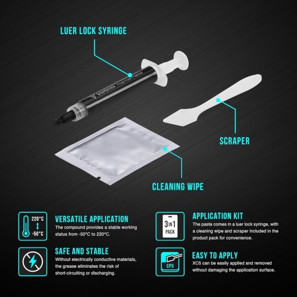 2025/12/1000374989.jpg GAMDIAS XC5 PERFORMANCE THERMAL COMPOUND 4g : Nano-diamond Base Material ; 3-in-1 Application Kit ; Non-Electrically Conductive ; -50℃~220℃ Temp Range ; <0.1 Thermal Impedance | SILVER