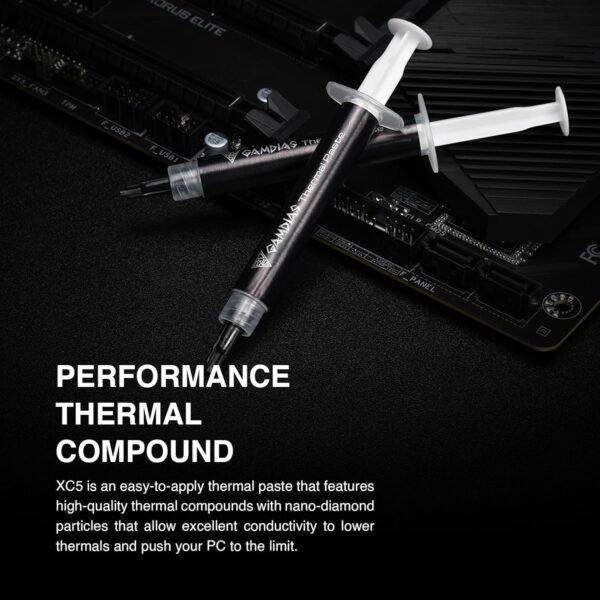 2025/12/1000374991.jpg GAMDIAS XC5 PERFORMANCE THERMAL COMPOUND 4g : Nano-diamond Base Material ; 3-in-1 Application Kit ; Non-Electrically Conductive ; -50℃~220℃ Temp Range ; <0.1 Thermal Impedance | SILVER