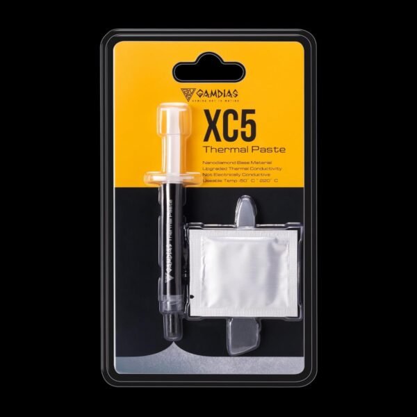2025/12/1000374992.jpg GAMDIAS XC5 PERFORMANCE THERMAL COMPOUND 4g : Nano-diamond Base Material ; 3-in-1 Application Kit ; Non-Electrically Conductive ; -50℃~220℃ Temp Range ; <0.1 Thermal Impedance | SILVER