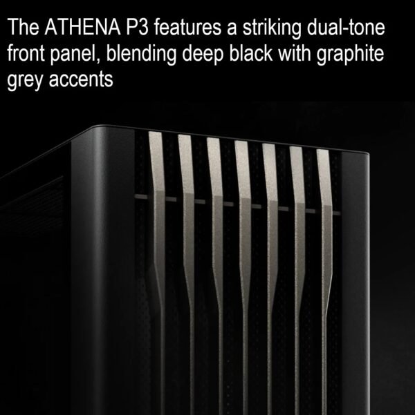 Gamdias Athena P3 Mid Tower Case With Bar-Patterned Mesh Front Panel, 4x140mm PWM Fans, Type-C Gen 2 Port, E-ATX Support, 430mm GPU Clearance, Hidden Connector Motherboard Ready , 8-port PWM ARGB Controller Included | Black