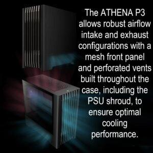 Gamdias Athena P3 Mid Tower Case With Bar-Patterned Mesh Front Panel, 4x140mm PWM Fans, Type-C Gen 2 Port, E-ATX Support, 430mm GPU Clearance, Hidden Connector Motherboard Ready , 8-port PWM ARGB Controller Included | Black
