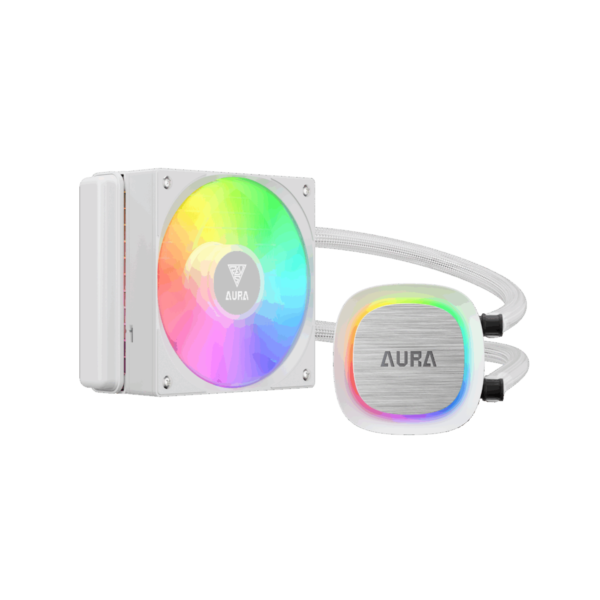 Gamdias Aura GL-120 V2 | Liquid CPU Cooler | RGB Stream Lighting | Hydraulic Bearing PWM Fan | COMPATIBLE INTEL & RYZRN | Pump up to 2700 RPM – WHITE