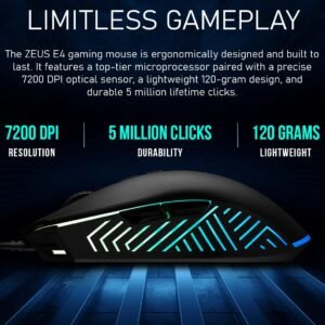 2025/12/1000375069.jpg GAMDIAS Zeus E4 RGB Wired Gaming Mouse With 7200 DPI Optical Sensor, 7 Programmable Keys, Ergonomic Design, 5 Million Clicks, And Software Customization
