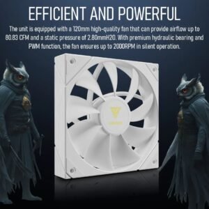 GAMDIAS BOREAS E2-410 WH CPU Air Cooler With 4 Copper Heatpipes, 120mm PWM Fan, 80.83 CFM, White Finish, DRAM Clearance, LGA 1851 & AM5 Support, 158mm Height | WHITE