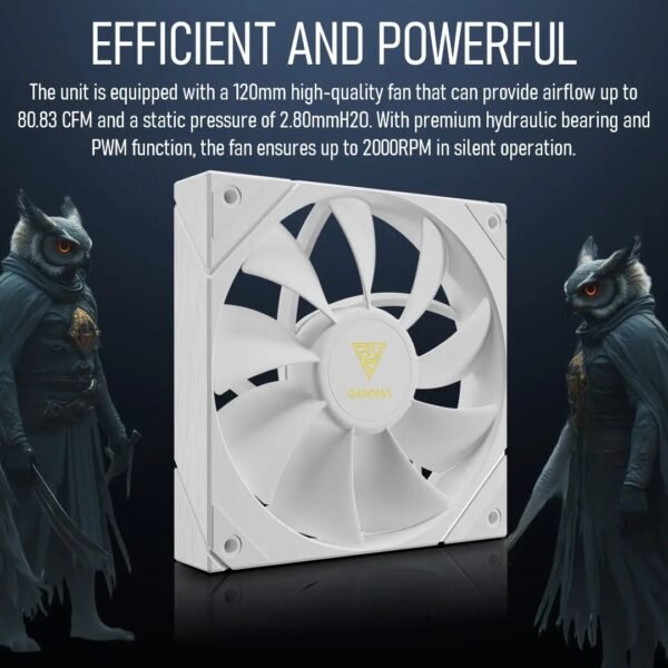 GAMDIAS BOREAS E2-410 WH CPU Air Cooler With 4 Copper Heatpipes, 120mm PWM Fan, 80.83 CFM, White Finish, DRAM Clearance, LGA 1851 & AM5 Support, 158mm Height | WHITE