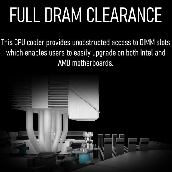 GAMDIAS BOREAS E2-410 WH CPU Air Cooler With 4 Copper Heatpipes, 120mm PWM Fan, 80.83 CFM, White Finish, DRAM Clearance, LGA 1851 & AM5 Support, 158mm Height | WHITE