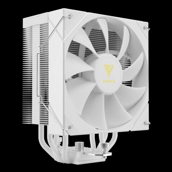 GAMDIAS BOREAS E2-410 WH CPU Air Cooler With 4 Copper Heatpipes, 120mm PWM Fan, 80.83 CFM, White Finish, DRAM Clearance, LGA 1851 & AM5 Support, 158mm Height | WHITE
