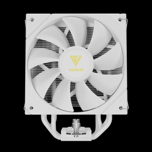 GAMDIAS BOREAS E2-410 WH CPU Air Cooler With 4 Copper Heatpipes, 120mm PWM Fan, 80.83 CFM, White Finish, DRAM Clearance, LGA 1851 & AM5 Support, 158mm Height | WHITE